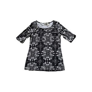 Kim Rogers Black White Patterned 3/4 Sleeve Dressy Blouse Women’s Large